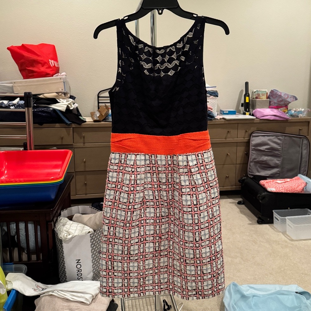 Molly Navy & Coral Plaid Dress
